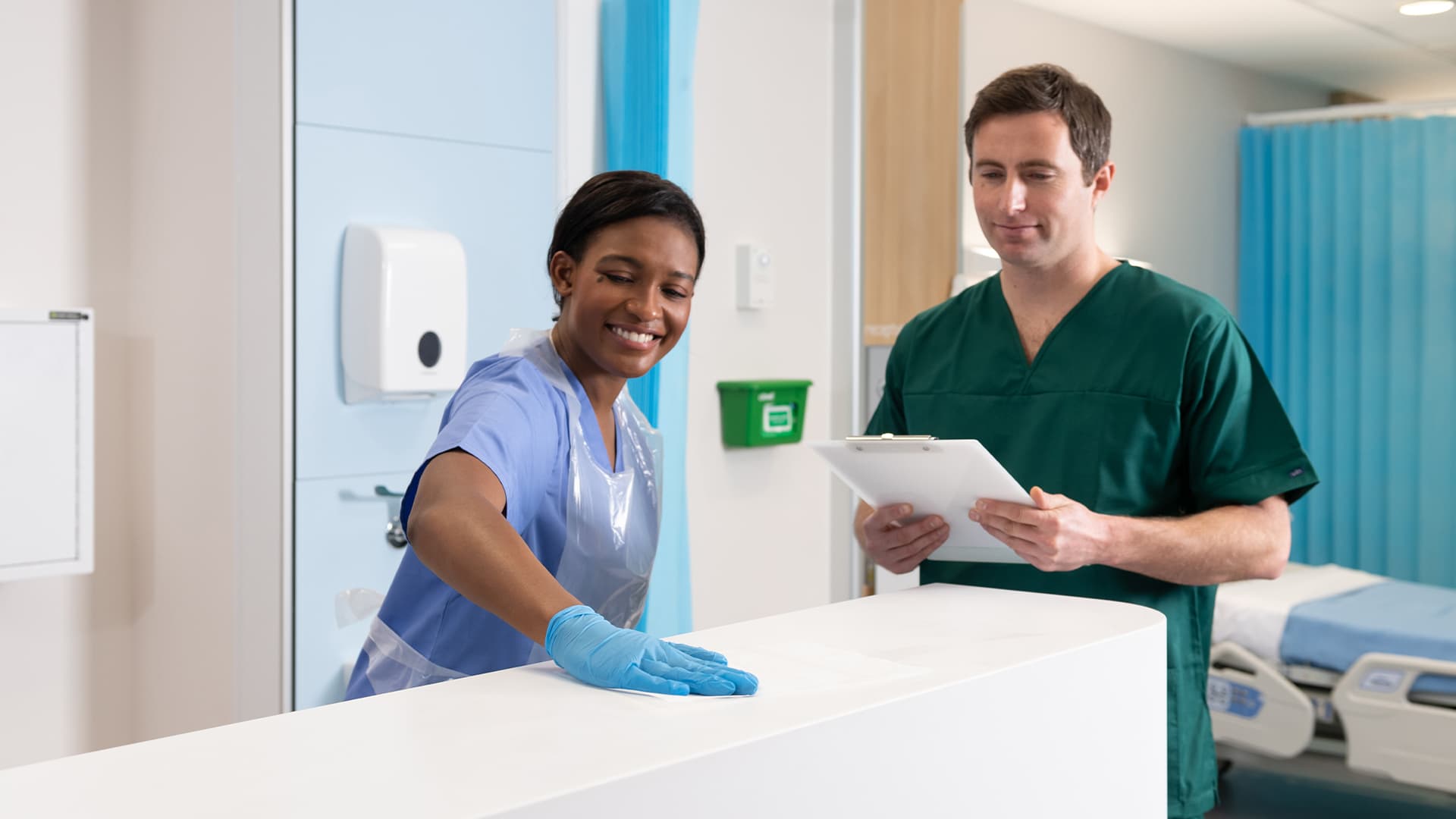 Healthcare worker assessing nurse in a hospital